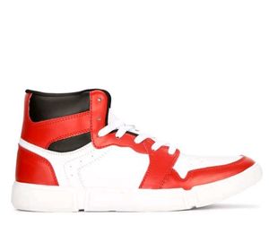 High-Top Sneakers - Red & White