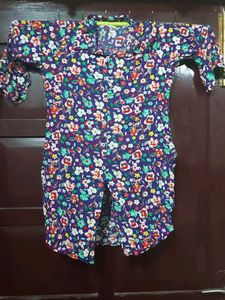 Floral Print purple collar tunic Kurti