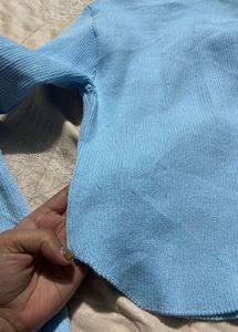 Cute Blue Long Sleeve Top