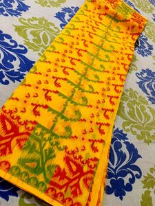 Vibrant Yellow jamdani  Saree