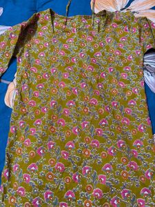 Mustard Floral Print Kurta