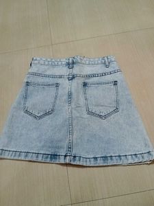 Light Wash Denim A-Line Skirt