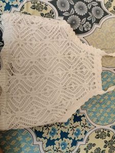 White Crochet Halter Top