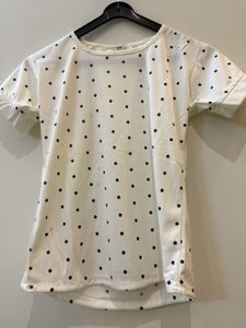 Girls Denim  Dress with Polka Dot T-Shirt