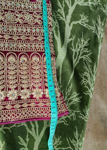 Red Wine Bridal Designer Unstiched Lehenga Choli Set