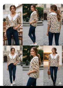 Vintage Floral Blouse with Peter Pan Collar