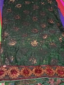Elegant Green Embellished Saree