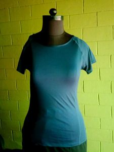 Blue Fitted Tee For Work Out