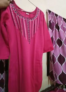 Pink women's woolen kurta
