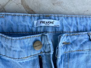 Light Wash Ripped Wide Leg Jeans