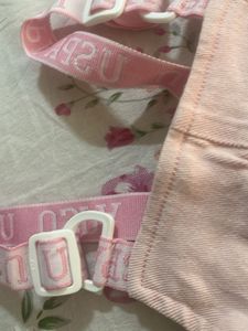 Baby Girls Pink Denim Pinafore Dress