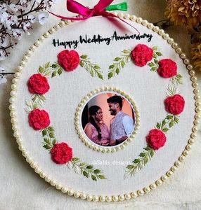 Heart Embroidered Couple Photo Hoop