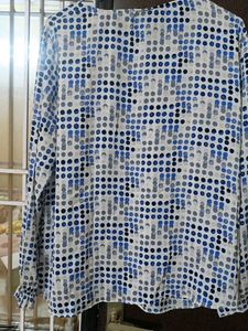 Blue &amp; Grey Polka Dot Long Sleeve Top