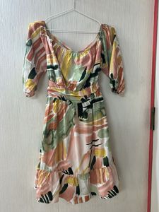 Abstract Print Off-Shoulder Dress