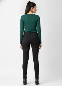 Stylish Textured Black Skinny Pants