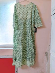 Blue Floral print kurti set with dupatta