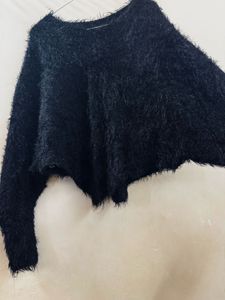Cozy Black Fuzzy Sweater