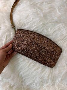 Sparkly Brown Glitter Clutch Wristlet