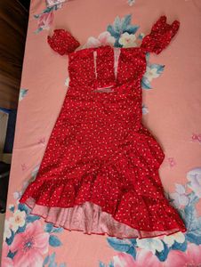 Red Polka Dot Ruffle Mini Dress ❤️