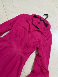 Vibrant Pink Collared Midi Dress