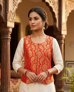 Price drop Elegant Red Brocade Ethnic Jacket