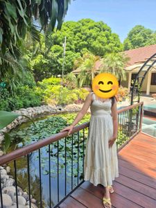 Cream Smocked Tiered Sundress