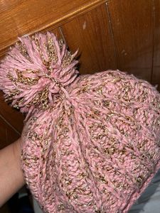 Pink Pom-Pom Knit Beanie