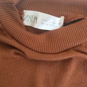 Zara Brown Ruched Side T-Shirt