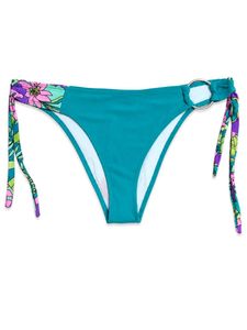 Teal Bikini Bottom with Floral Ties