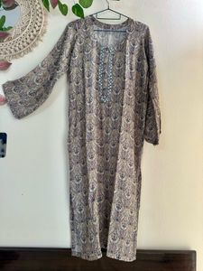 Ash Grey Embellished Neckline Suit pallazo set