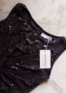 MISS POEM Brand New Sparkling sequin midi dress