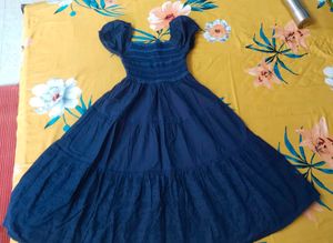 Navy Blue Tiered Midi Dress