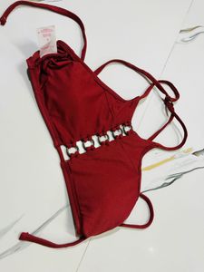 combo maroon beach wear top nd bra