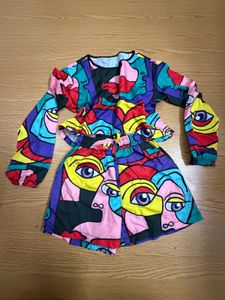 Artistic Print Crop Top &amp; Shorts /Co-ord set