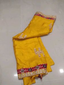 Yellow Embroidered Dress Material