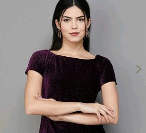 Velvet purple off shoulder dress