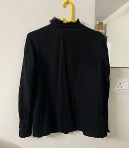 AND Black Ruffled Neck Top
