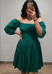 Green Puff Sleeve Dress