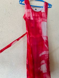 Red &amp; White Sleeveless Dress