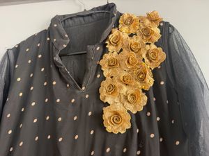 Elegant gold Black Gown with dupat