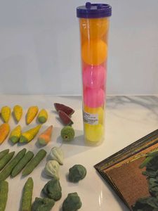 picture cards, toy cars, tennis ball, ceramic toys