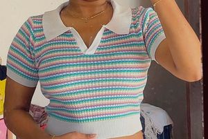 Rainbow Striped Knit Top