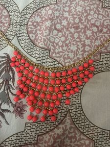 Coral Beaded Statement Necklace