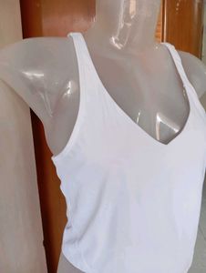 Comfortable White Workout Tank Top
