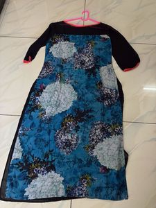 Blue Floral Print Kurta