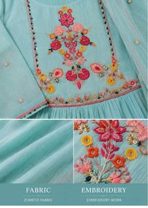 Beautiful Teal ALine Kurta Set
