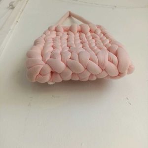 Handmade Chunky Knit Pink Tote Bag