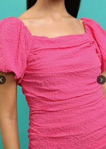 Chic Ruched Pink Mini Dress