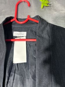 Calvin Klein Women's Dark Grey Cropped Blazer