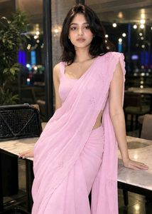 Elegant light pink saree